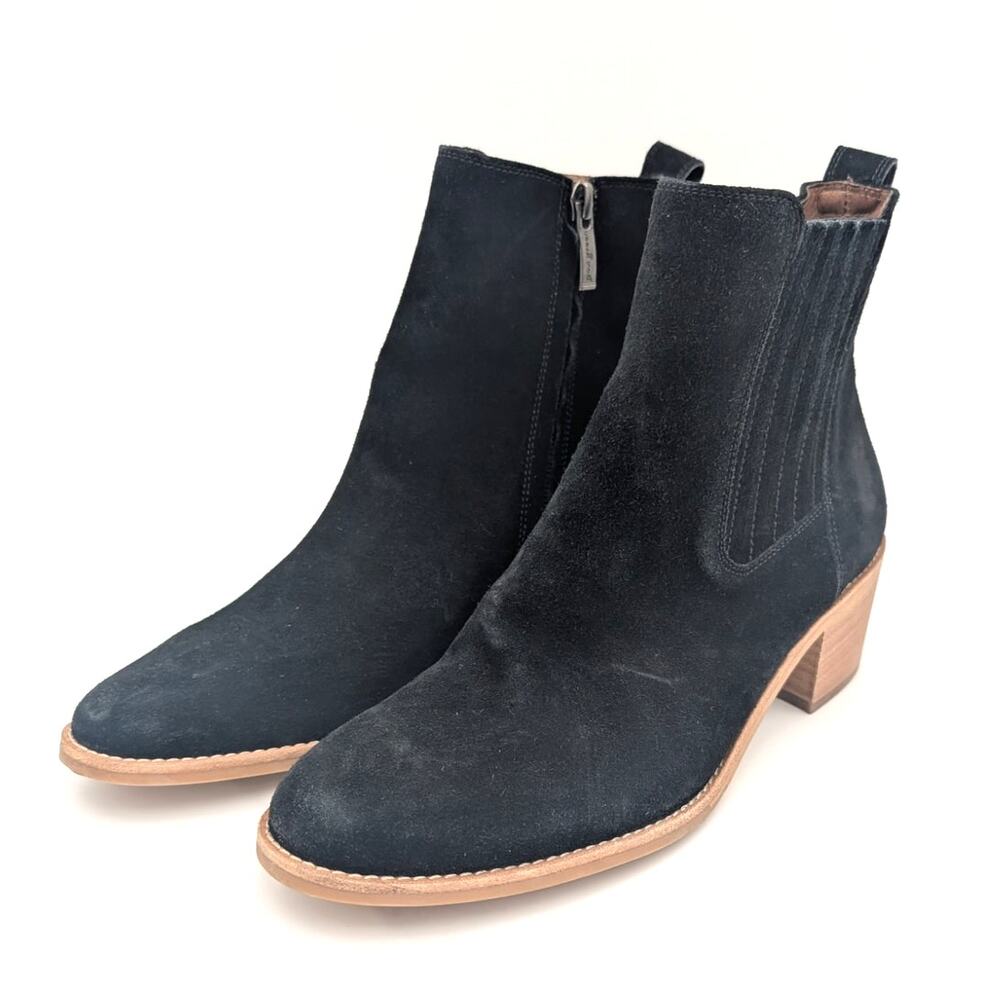 Paul Green Sante Zip Western Chelsea Suede Ankle Boots Black Size US8 UK5.5